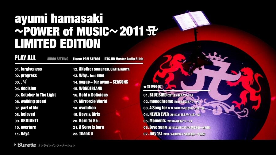 滨崎步 (Ayumi Hamasaki 浜崎あゆみ) – ~POWER of MUSIC~ 2011 A LIMITED EDITION (2011) 1080P蓝光原盘 [BDMV 39.2G]Blu-ray、日本演唱会、蓝光演唱会2