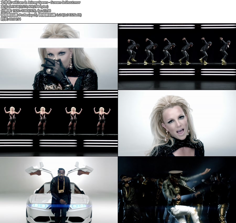 [PR] will.i.am ft. Britney Spears – Scream & Shout (官方MV) [ProRes] [1080P 5.19G]ProRes、欧美MV、高清MV2