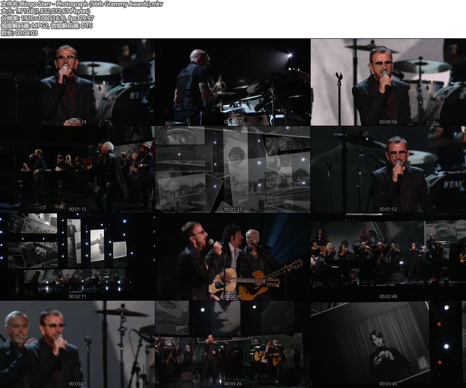 格莱美现场 : Ringo Starr – Photograph (56th Grammy Awards) [HDTV 1.71G]HDTV、欧美现场、音乐现场2