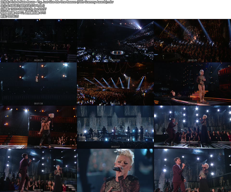 格莱美现场 : P!NK & Nate Reuss – Try, Just Give Me One Reason (56th Grammy Awards) [HDTV 2.69G]HDTV、欧美现场、音乐现场2