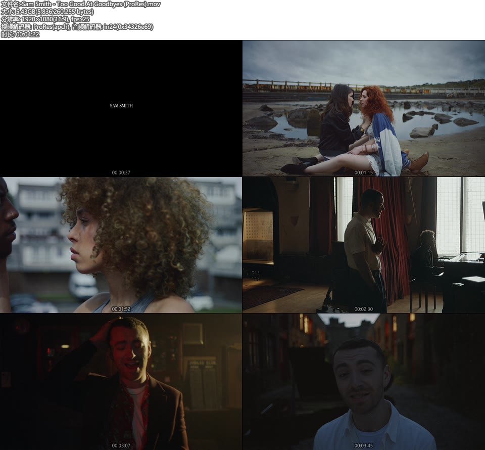 [PR] Sam Smith – Too Good At Goodbyes (官方MV) [ProRes] [1080P 5.43G]ProRes、欧美MV、高清MV2