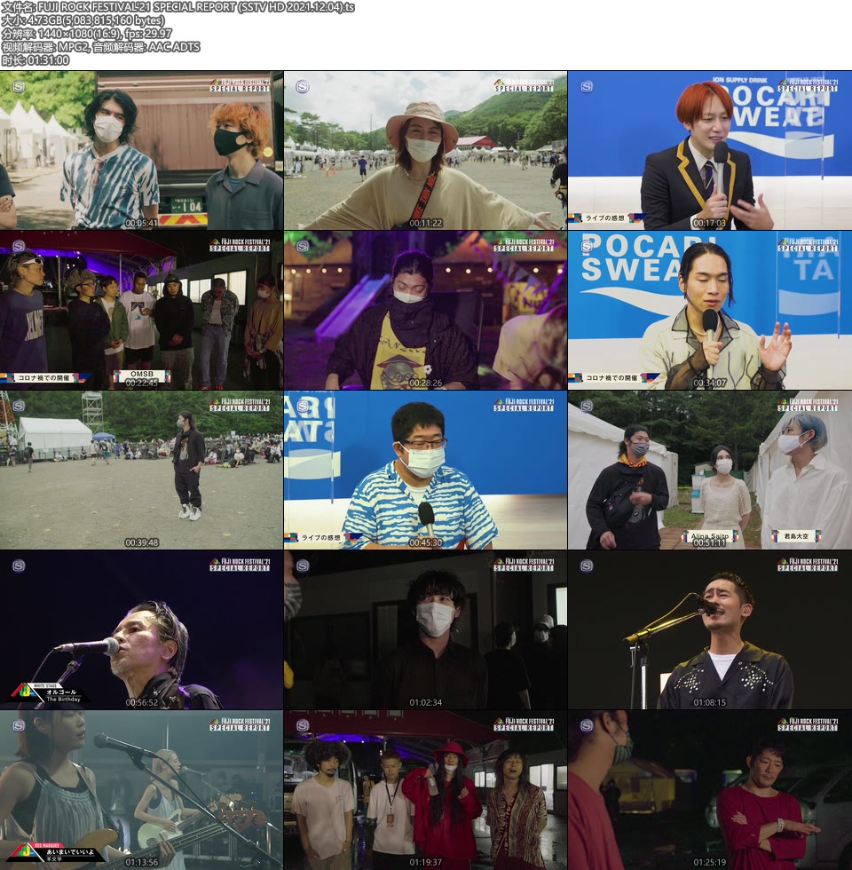 FUJI ROCK FESTIVAL′21 SPECIAL REPORT (SSTV HD 2021.12.04) [HDTV 4.7G]HDTV、日本现场、音乐现场2