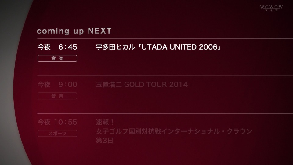 宇多田ヒカル UTADA UNITED 2006 (WOWOW 2014.07.27) [HDTV 17.8G]HDTV日本、HDTV演唱会2