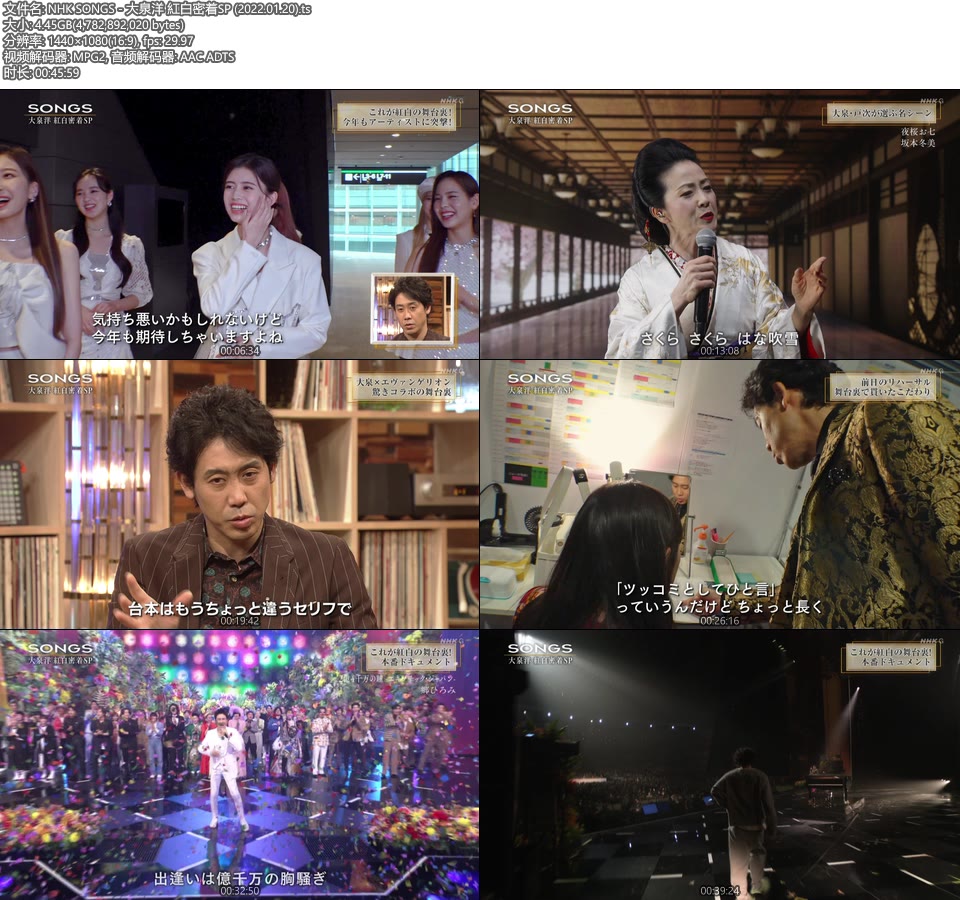 NHK SONGS – 大泉洋 紅白密着SP (2022.01.20) [HDTV 4.45G]HDTV、日本现场、音乐现场2