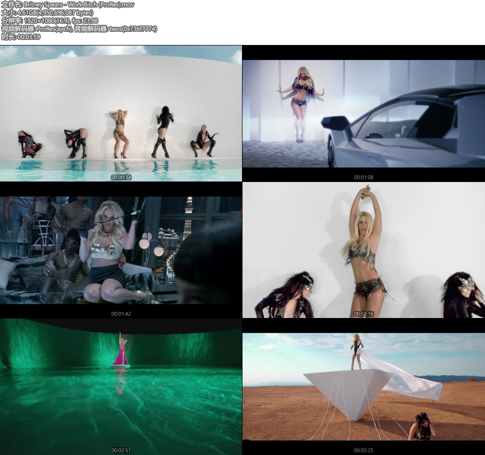 [PR] Britney Spears – Work Bitch (官方MV) [ProRes] [1080P 4.61G]ProRes、欧美MV、高清MV2