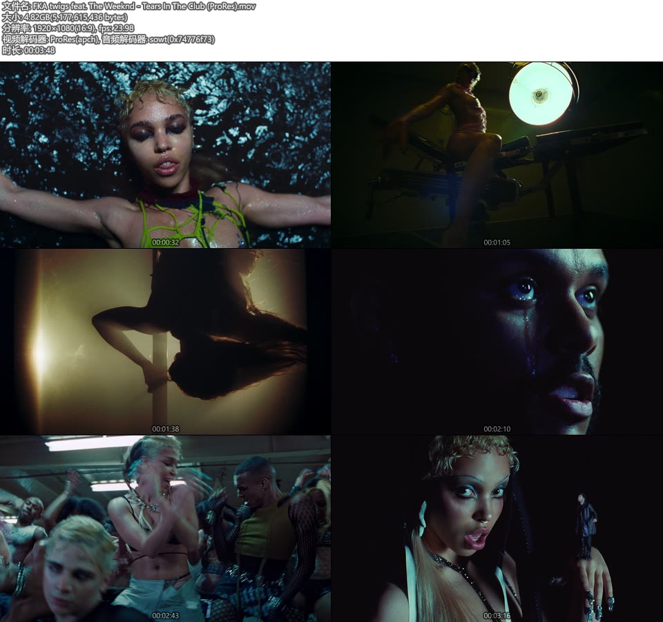 [PR] FKA twigs feat. The Weeknd – Tears In The Club (官方MV) [ProRes] [1080P 4.82G]ProRes、欧美MV、高清MV2