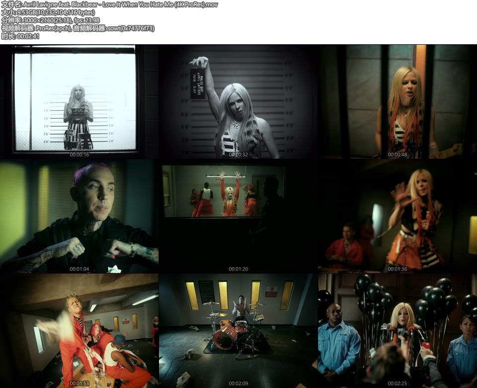 [PR/4K] Avril Lavigne feat. Blackbear – Love It When You Hate Me (官方MV) [ProRes] [2160P 9.53G]4K MV、ProRes、欧美MV、高清MV2