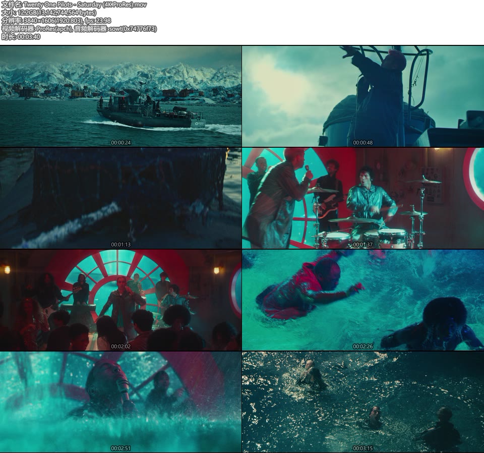 [PR/4K] Twenty One Pilots – Saturday (官方MV) [ProRes] [2160P 12.2G]4K MV、ProRes、欧美MV、高清MV2