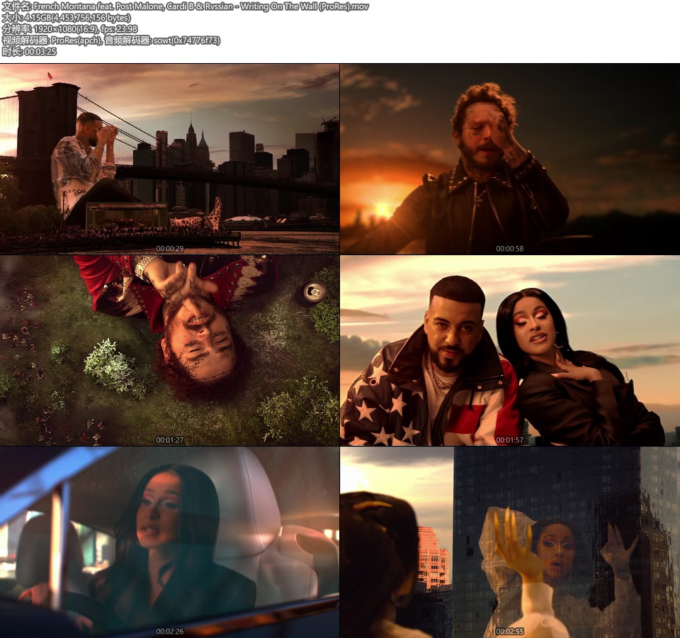 [PR] French Montana feat. Post Malone, Cardi B & Rvssian – Writing On The Wall (官方MV) [ProRes] [1080P 4.15G]ProRes、欧美MV、高清MV2