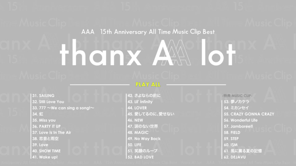 AAA – AAA 15th Anniversary All Time Music Clip Best -thanx AAA lot- [Blu-ray2枚組] (2020) 1080P蓝光原盘 [2BD BDISO 77.9G]Blu-ray、日本演唱会、蓝光演唱会26
