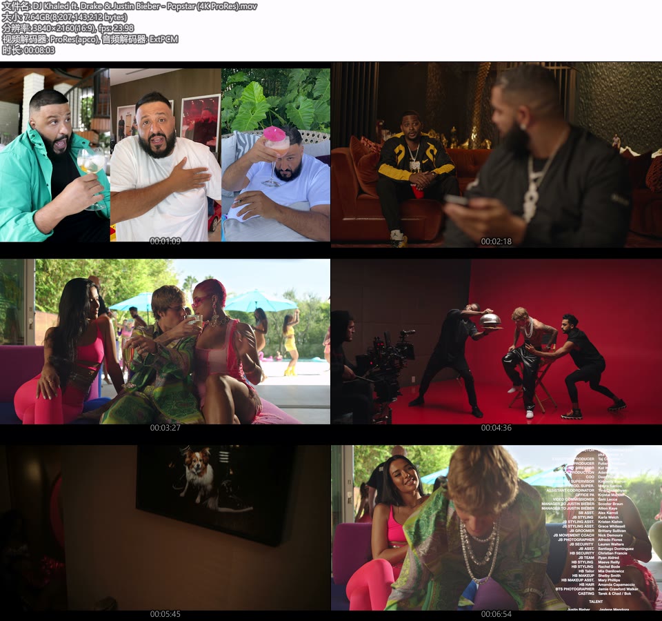 [PR/4K] DJ Khaled ft. Drake & Justin Bieber – Popstar (官方MV) [ProRes] [2160P 7.64G]4K MV、Master、ProRes、欧美MV、高清MV2