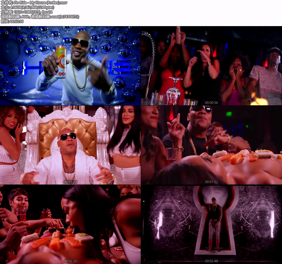 [PR] Flo Rida – My House (官方MV) [ProRes] [1080P 4.06G]Master、ProRes、欧美MV、高清MV2