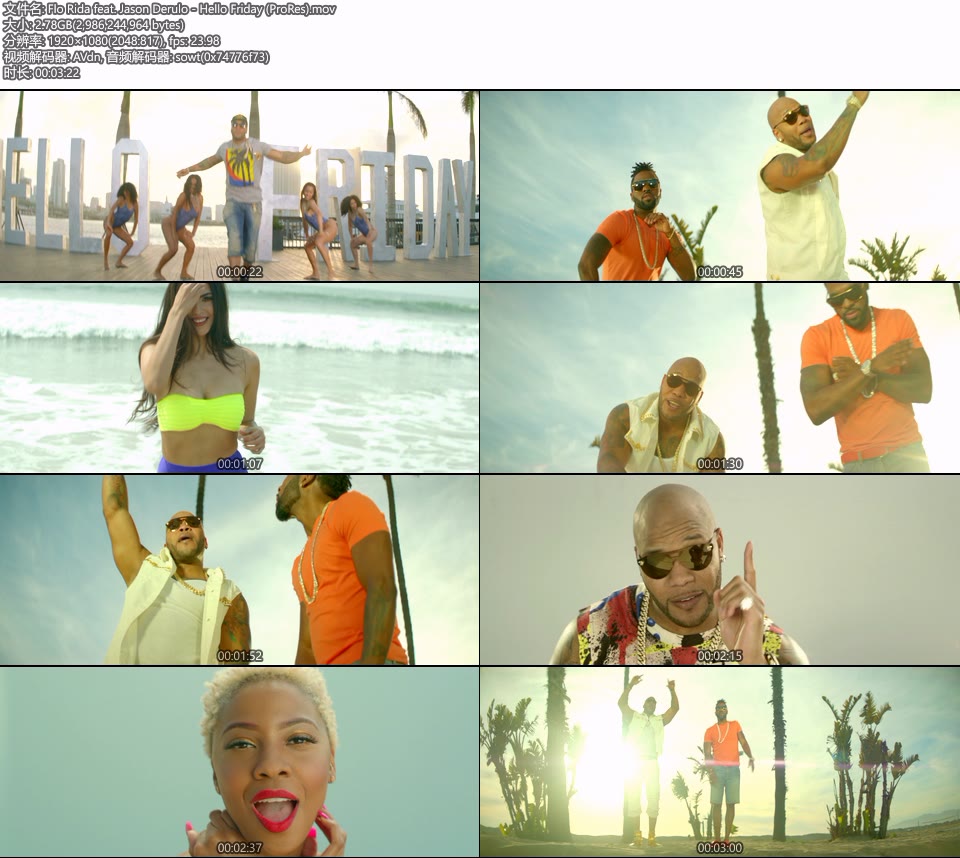 [PR] Flo Rida feat. Jason Derulo – Hello Friday (官方MV) [ProRes] [1080P 2.78G]Master、ProRes、欧美MV、高清MV2