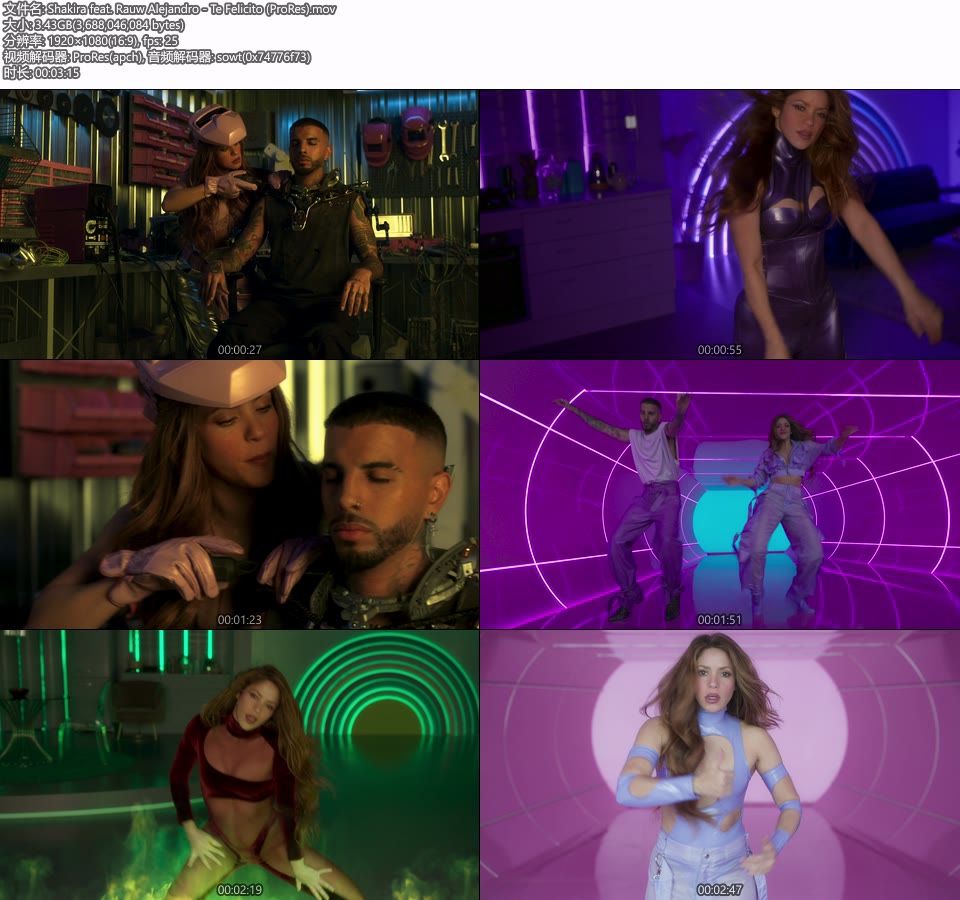 [PR] Shakira feat. Rauw Alejandro – Te Felicito (官方MV) [ProRes] [1080P 3.43G]Master、ProRes、欧美MV、高清MV2