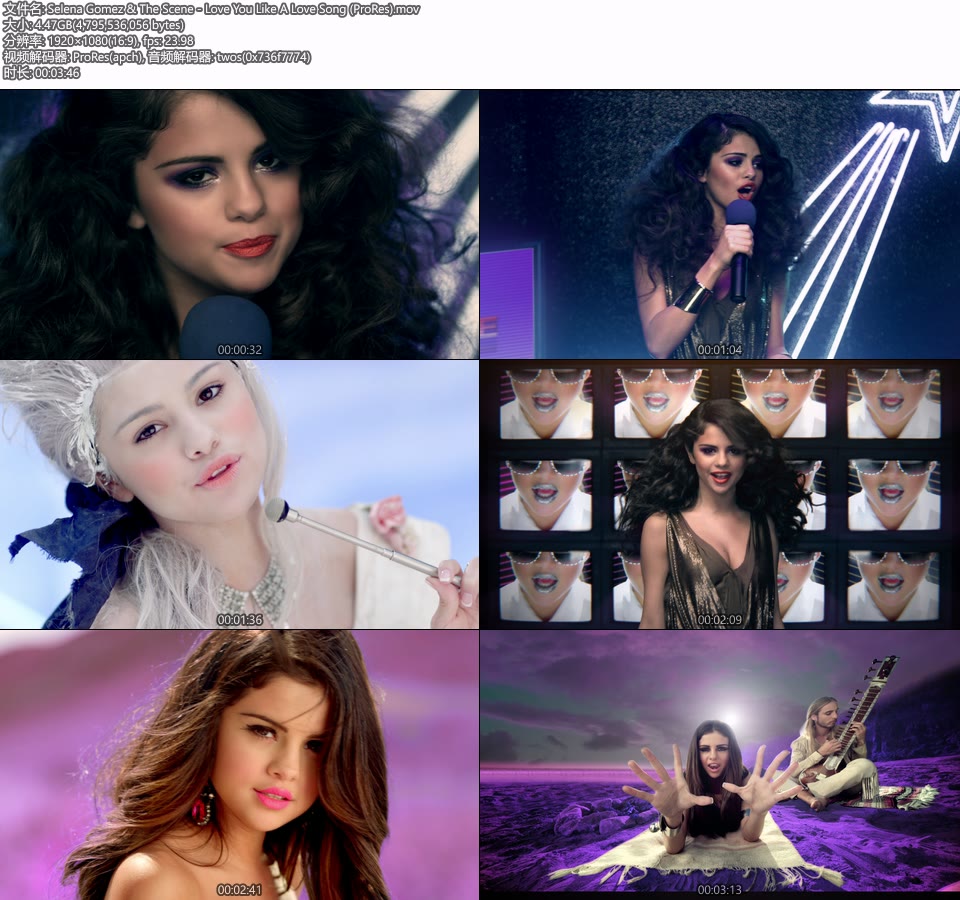 [PR] Selena Gomez & The Scene – Love You Like A Love Song (官方MV) [ProRes] [1080P 4.47G]Master、ProRes、欧美MV、高清MV2