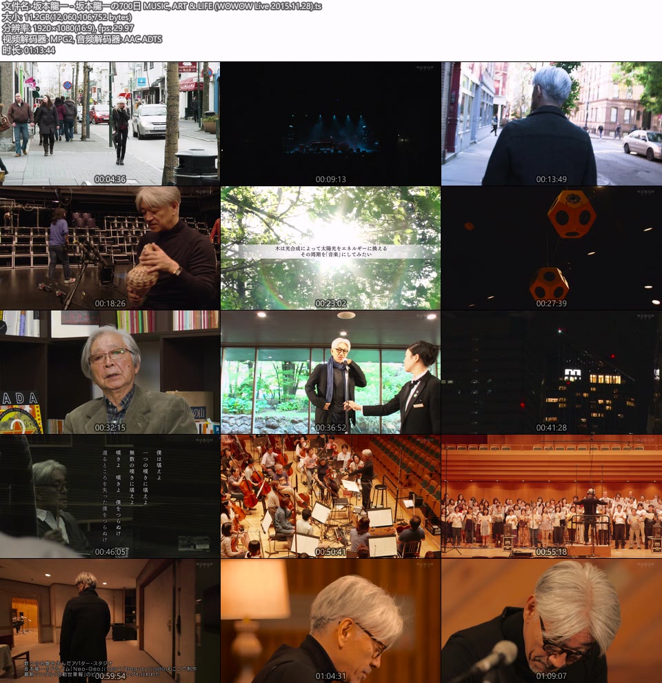 坂本龍一 700日 MUSIC, ART & LIFE (WOWOW Live 2015.11.28) 1080P HDTV [TS 11.2G]HDTV日本、HDTV演唱会10