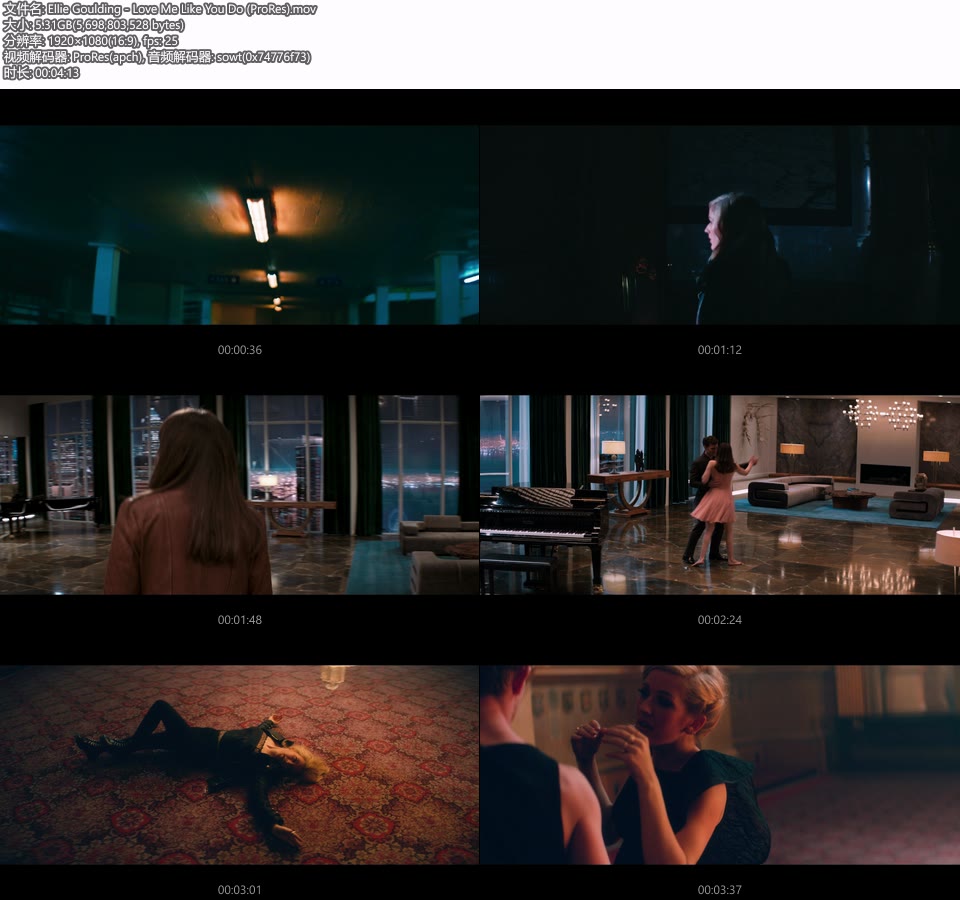 [PR] Ellie Goulding – Love Me Like You Do (官方MV) [ProRes] [1080P 5.31G]Master、ProRes、欧美MV、高清MV2