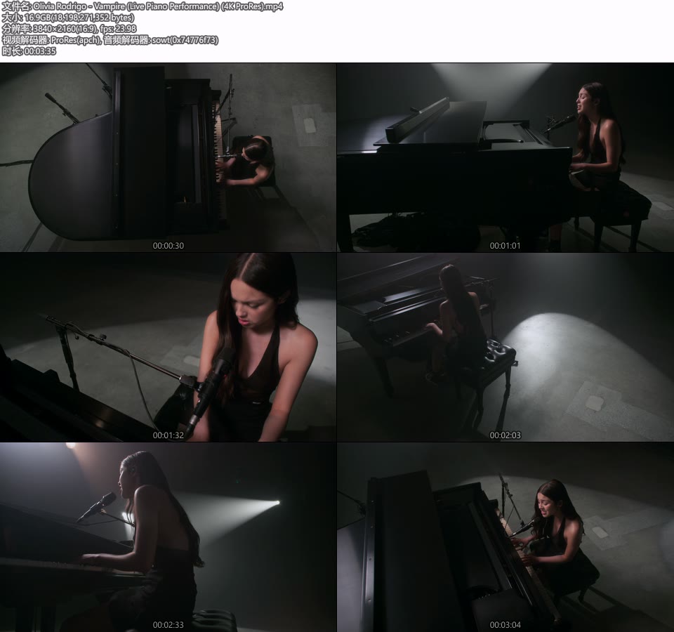 [PR/4K] Olivia Rodrigo – Vampire (Live Piano Performance) (官方MV) [ProRes] [2160P 16.9G]4K MV、Master、ProRes、欧美MV、高清MV2