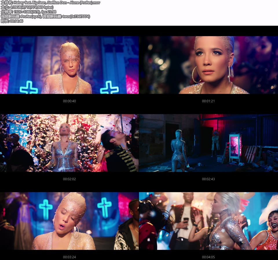 [PR] Halsey feat. Big Sean, Stefflon Don – Alone (官方MV) [ProRes] [1080P 4.39G]Master、ProRes、欧美MV、高清MV2