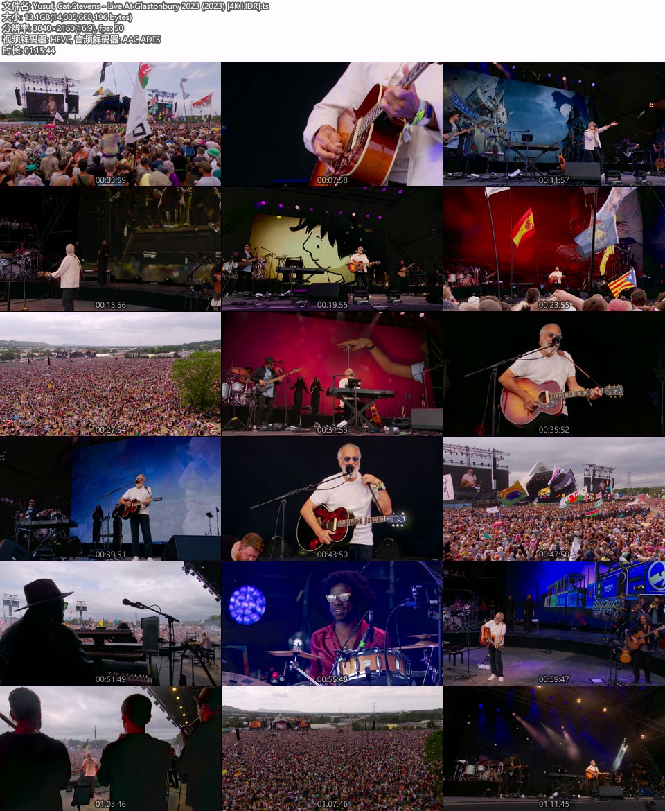 [4K] Yusuf, Cat Stevens – Live At Glastonbury 2023 (2023) 2160P UHDTV [TS 13.1G]HDTV欧美、HDTV演唱会2