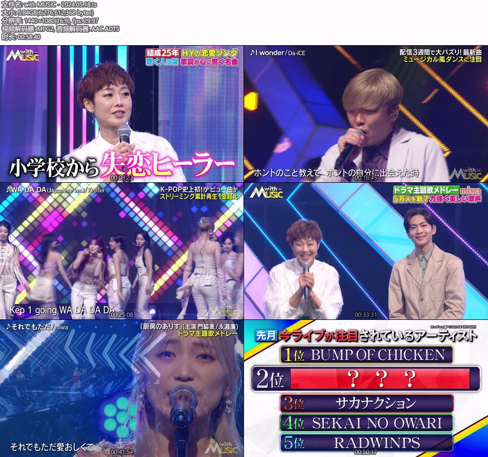 with MUSIC (NTV 2024.05.18) [HDTV 1080P 5.8G]HDTV、日本现场、音乐现场2